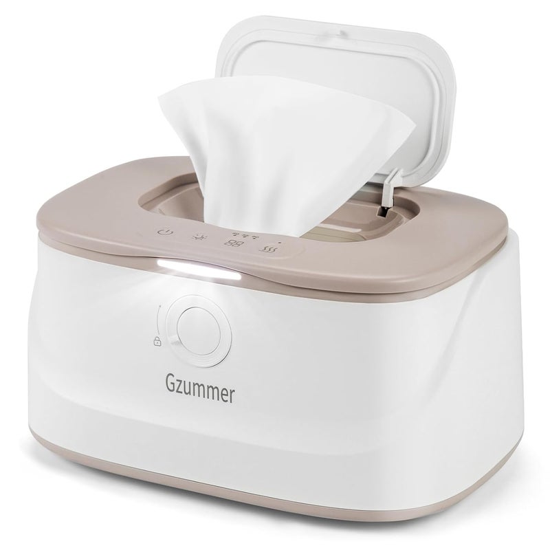 Gzummer Baby Wipe Warmer, Wipe Warmer and Baby Wet Wipes Dispenser, 3 Temperature Control Large Capacity Wipes Warmer for Babies with Night Light (Gray+White) - Image 1